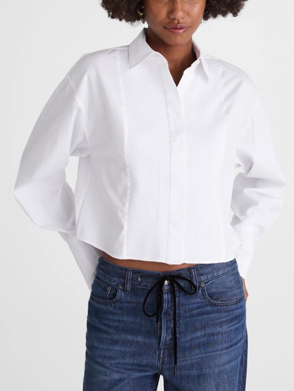 Madewell Straight-Hem Cotton Poplin Boxy Fit Button Up Shirt White Size M NWT